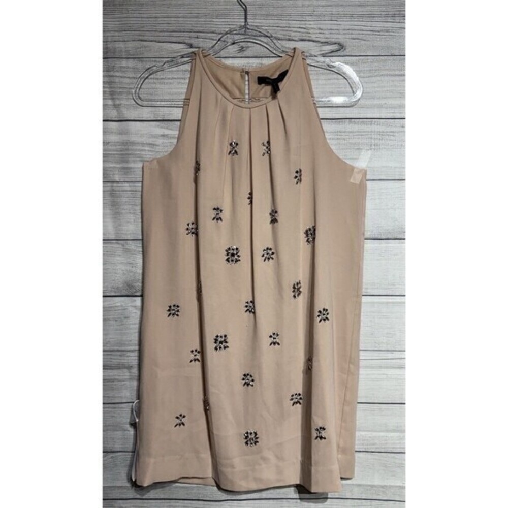 NEW BCBG MAXAZRIA BARE PINK LYNZIE BEADED SHIFT DRESS RHINESTONE SZ SMALL